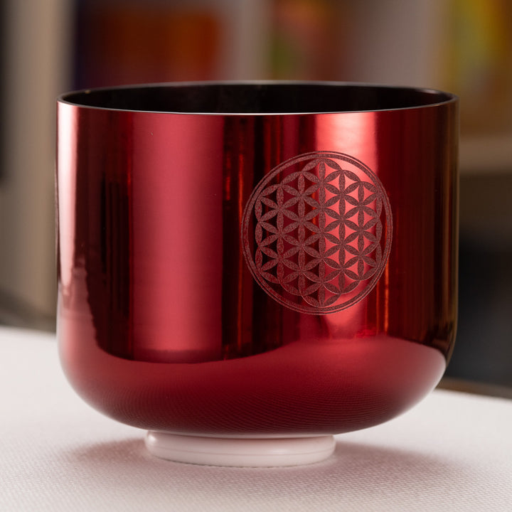 9" B+36 Ruby Ray with Flower of Life Singing Bowl