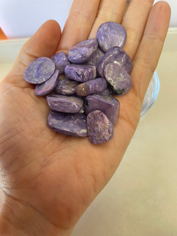Charoite Tumbles: 10 Piece Bag