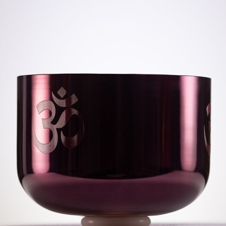 12" F-22 Divine Violet Flame Crystal Singing Bowl with Om Symbol