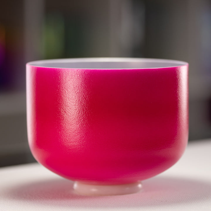 10" D+4 Dreamy Peony Frosted Crystal Singing Bowl, Silver inside