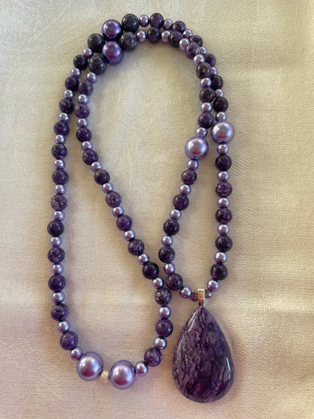 Charoite Mala with Charoite Pendant