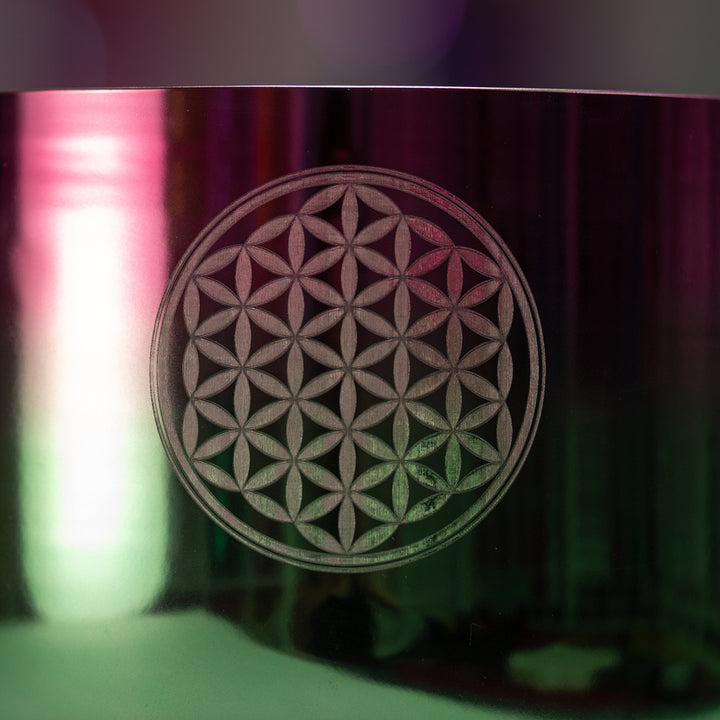12" E-28 Divine Heart Crystal Singing Bowl with Flower of Life