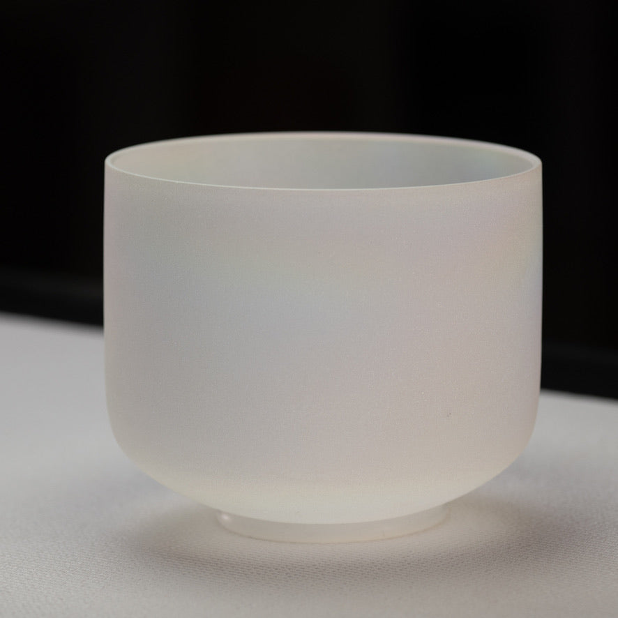 7.75" G-8 White Frosted Singing Bowl with Angel Aura inside