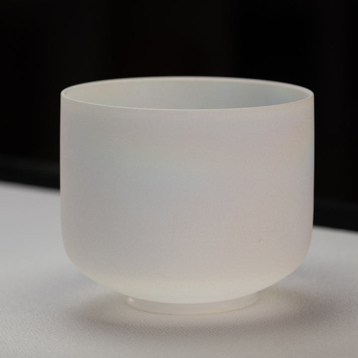 7.75" G-8 White Frosted Singing Bowl with Angel Aura inside