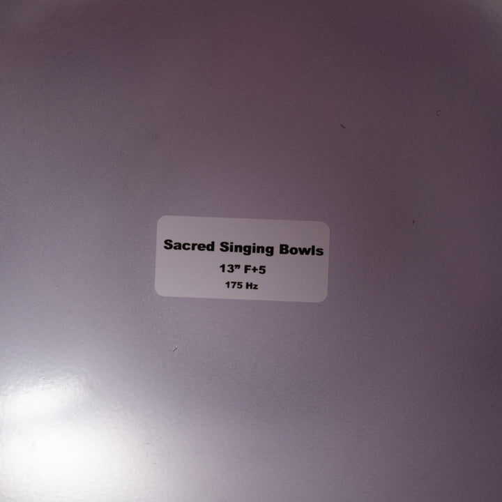 13" F+5 Lilac Blossom Frosted Crystal Singing Bowl, Silver inside