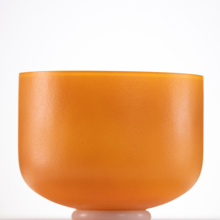 10" C+8 Honeycomb Frosted Crystal Singing Bowl, Gold inside