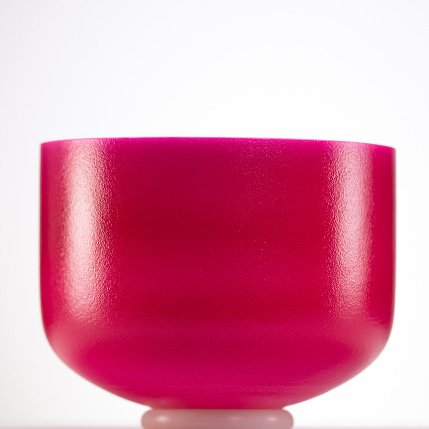 10" D+4 Dreamy Peony Frosted Crystal Singing Bowl, Silver inside