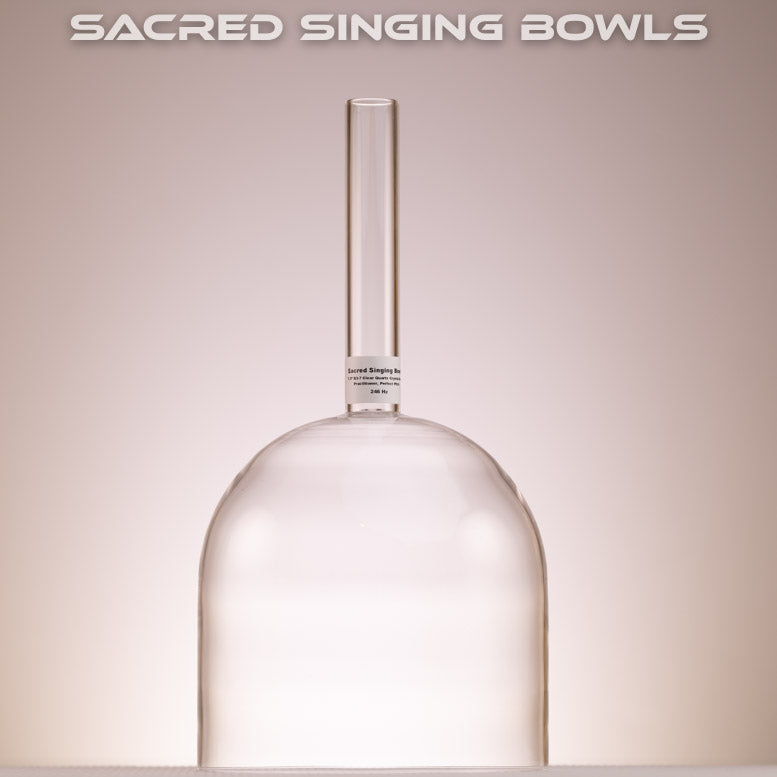 Sacred Singing Bowl in Clear Quartz with handle