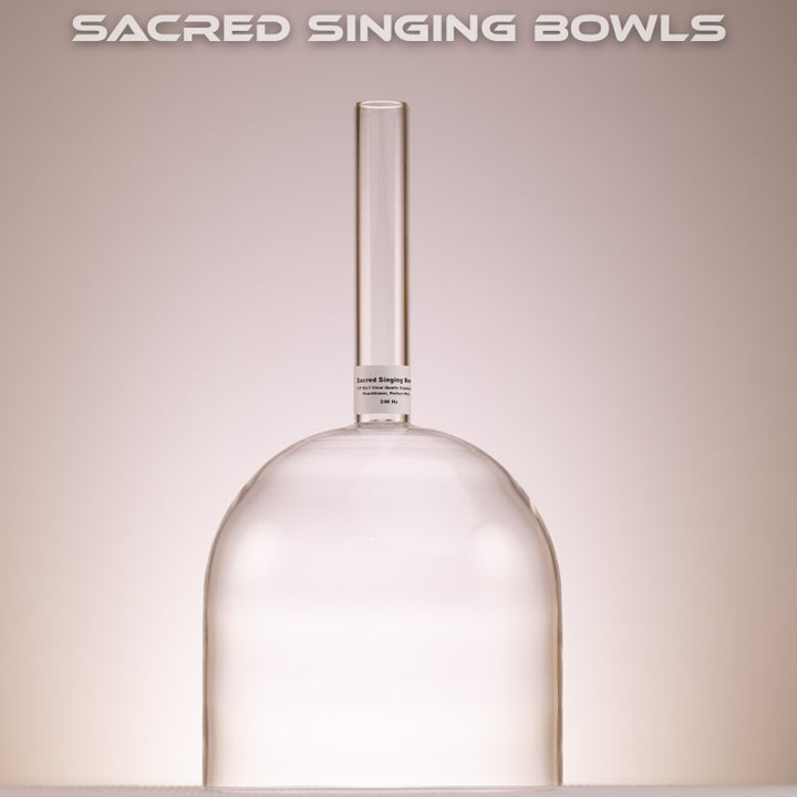 Sacred Singing Bowl in Clear Quartz with handle