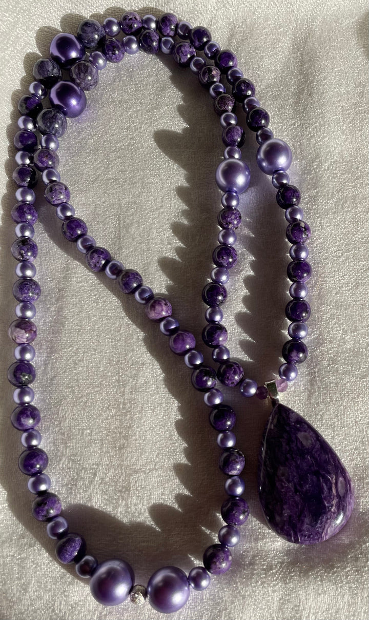 Charoite Mala with Charoite Pendant