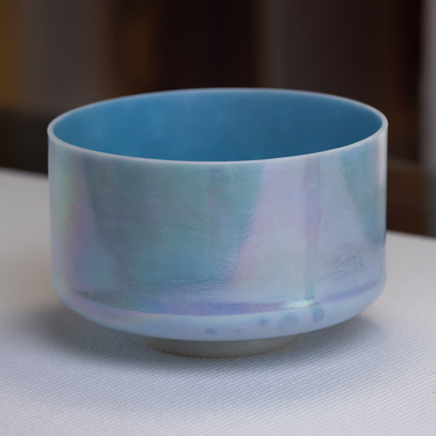 9" Turquoise Platinum and Ocean Gold Crystal Singing Bowl from Crystal Tones