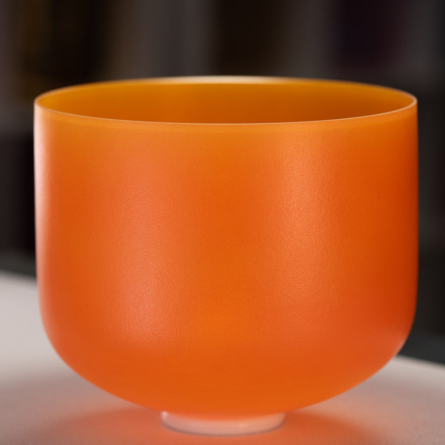 13" F#-22 Setting Sun Frosted Crystal Singing Bowl, Gold inside