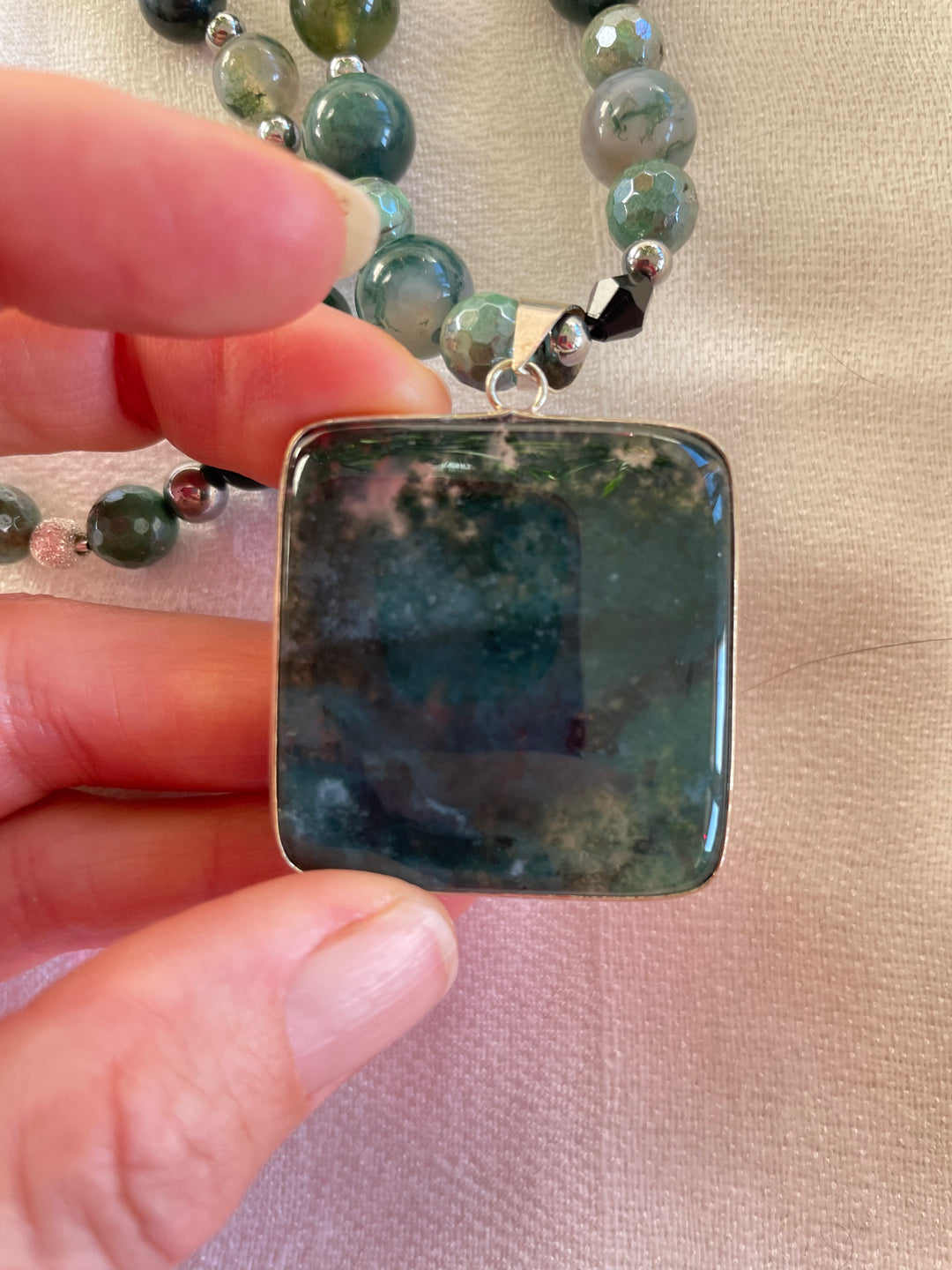 Moss Agate Mala