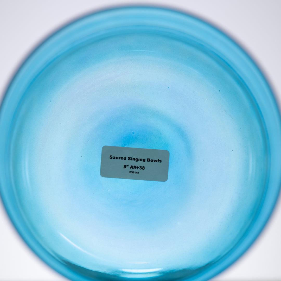 8" A#+38 Caribbean Blue Crystal Singing Bowl