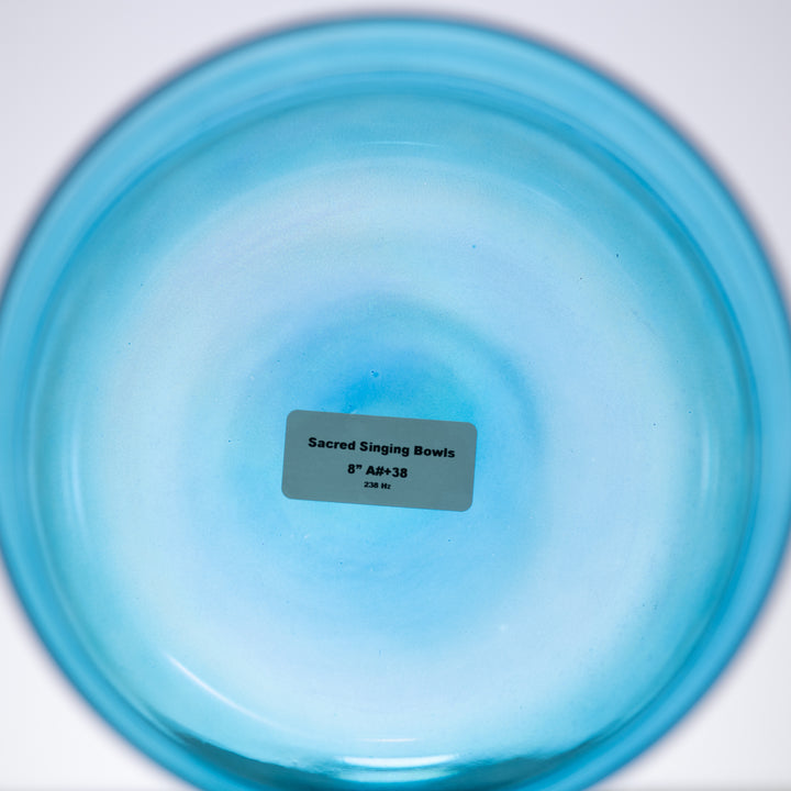 8" A#+38 Caribbean Blue Crystal Singing Bowl