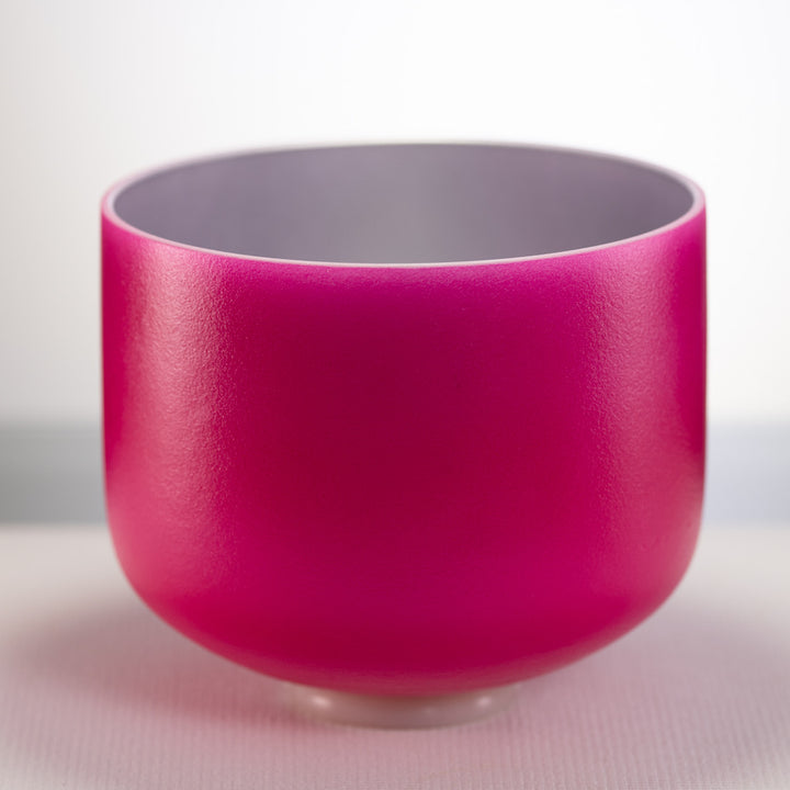 11" F+5 Dreamy Peony Frosted Crystal Singing Bowl, Silver inside