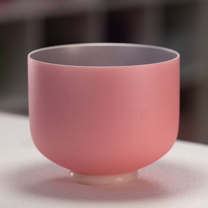 9.25" C#+6 Rosebud Frosted Crystal Singing Bowl with Silver inside