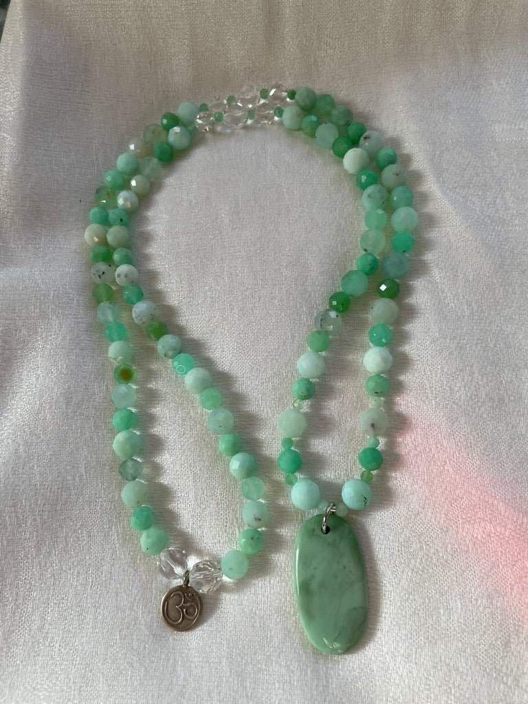 Faceted Chrysoprase Mala