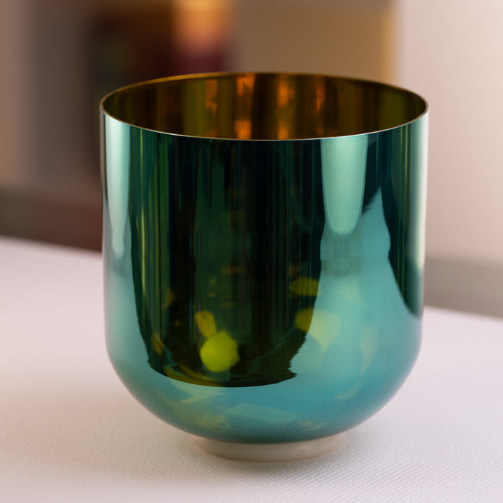 9.25” D#-29 Earth Magic Crystal Singing Bowl, Gold inside