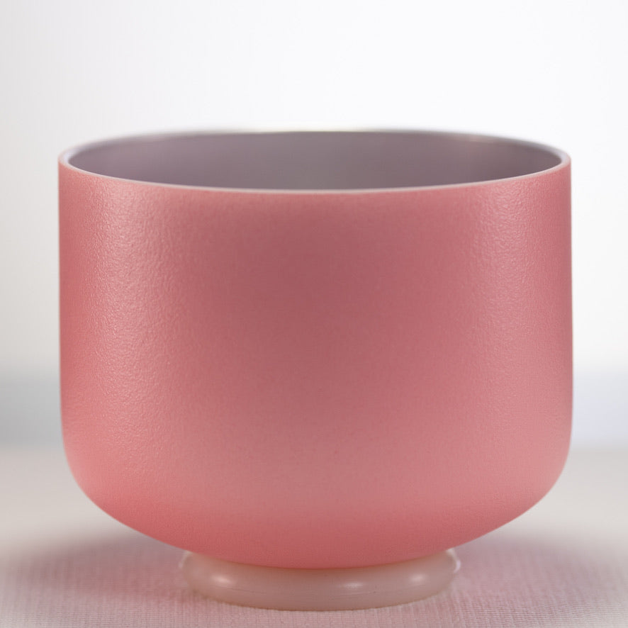 8" G+2 Rosebud Frosted Crystal Singing Bowl with Silver inside