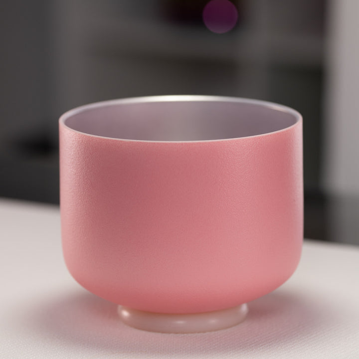 8" G+2 Rosebud Frosted Crystal Singing Bowl with Silver inside