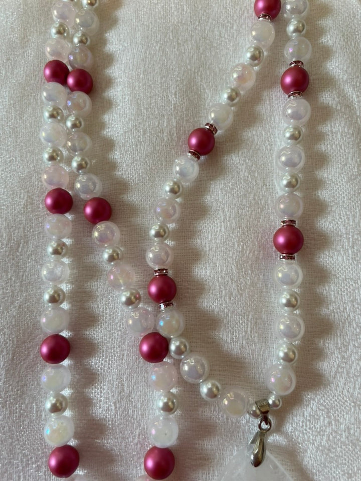 Aura Rose Quartz & Pearl Mala