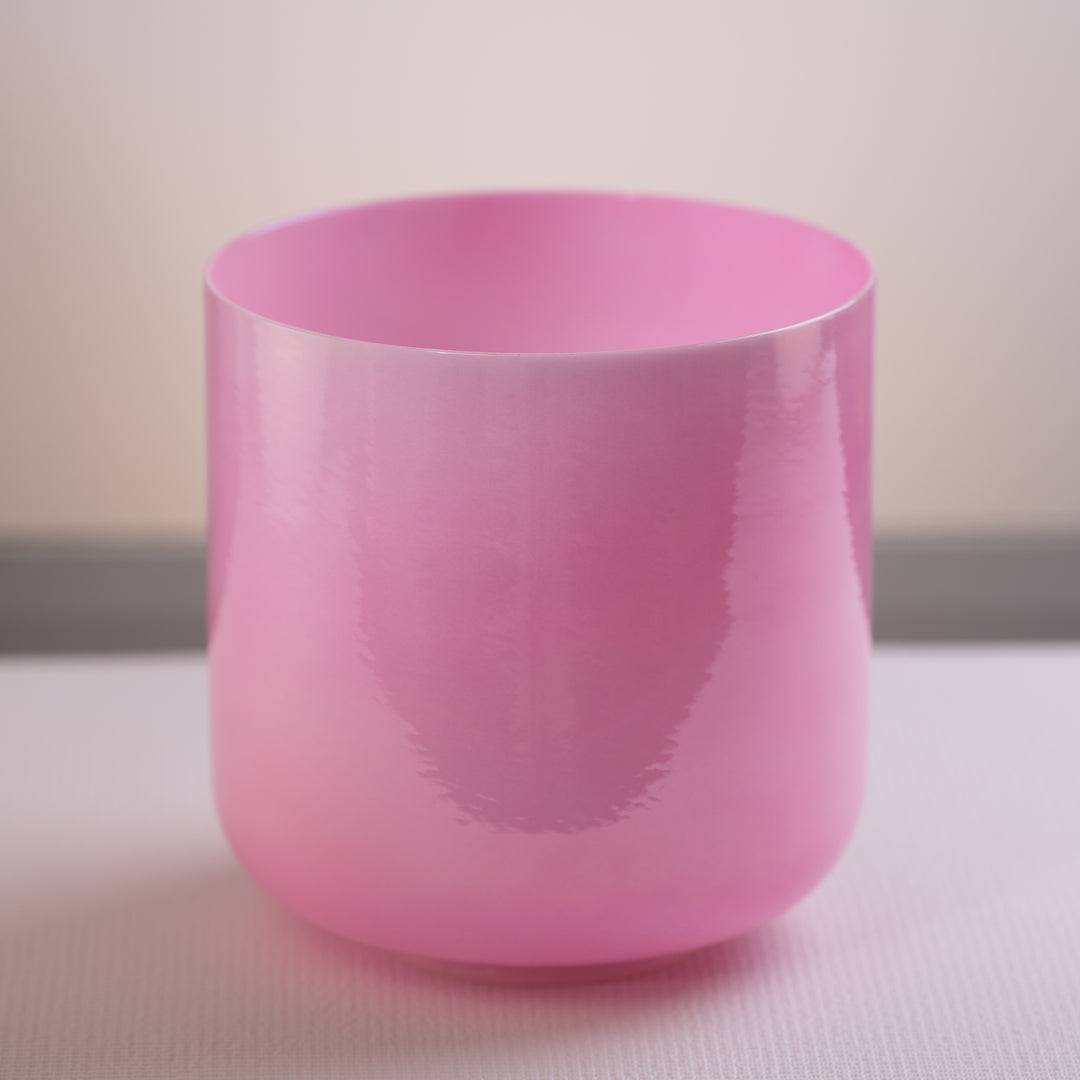 9" F#-44 Rose Blossom Crystal Singing Bowl, Pearlescent