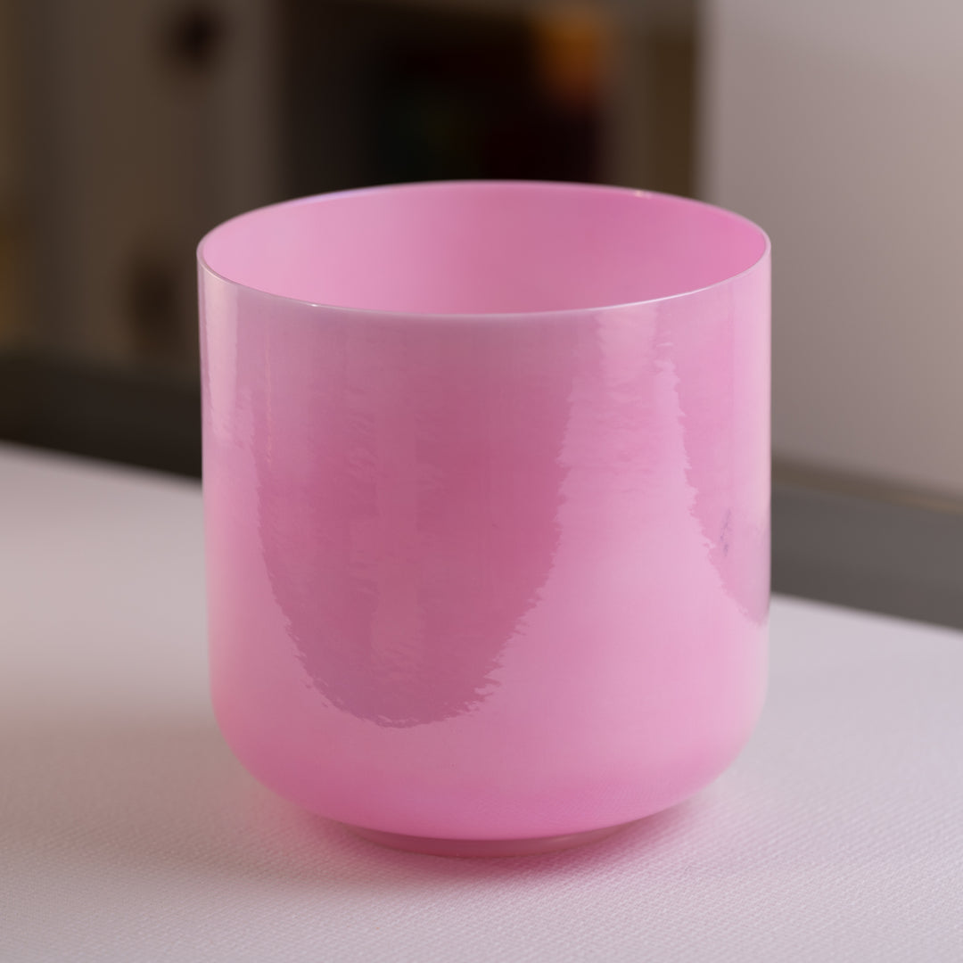 9" F#-44 Rose Blossom Crystal Singing Bowl, Pearlescent
