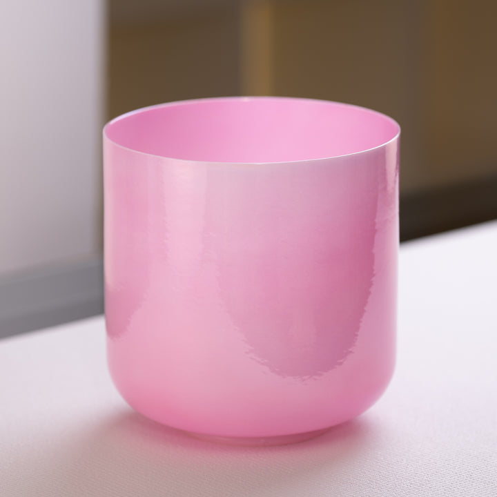 9" F#-44 Rose Blossom Crystal Singing Bowl, Pearlescent
