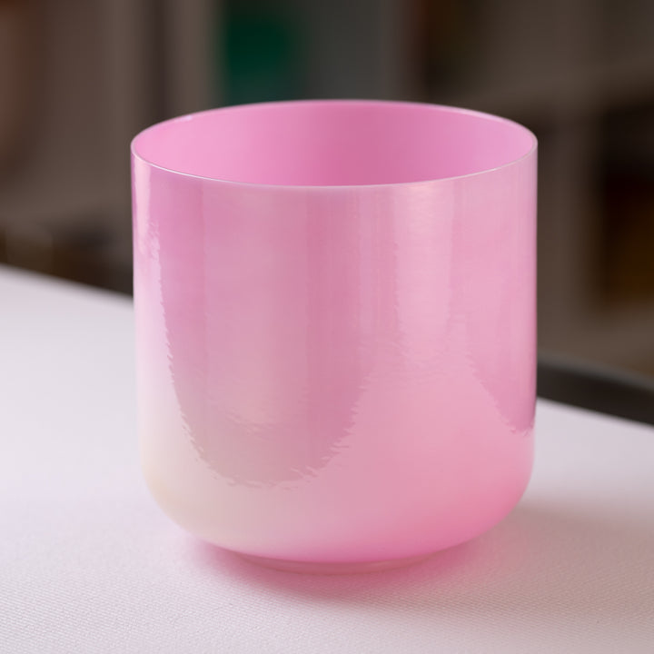 9" F#-44 Rose Blossom Crystal Singing Bowl, Pearlescent