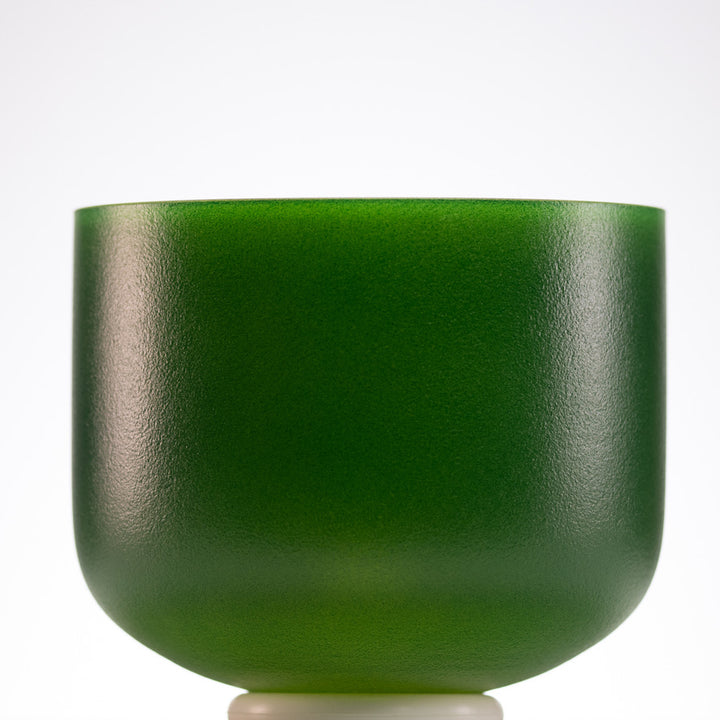 9" E-28 Emerald Heart Frosted Crystal Singing Bowl