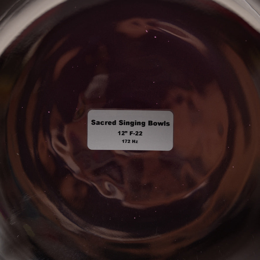 12" F-22 Divine Violet Flame Crystal Singing Bowl with Om Symbol
