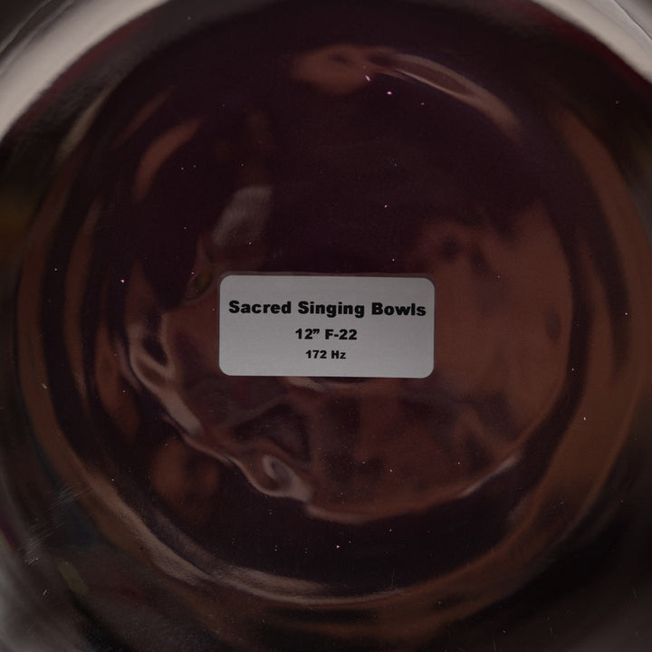 12" F-22 Divine Violet Flame Crystal Singing Bowl with Om Symbol