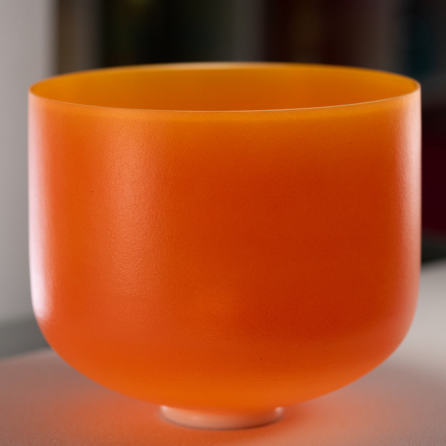 13" F#-22 Setting Sun Frosted Crystal Singing Bowl, Gold inside