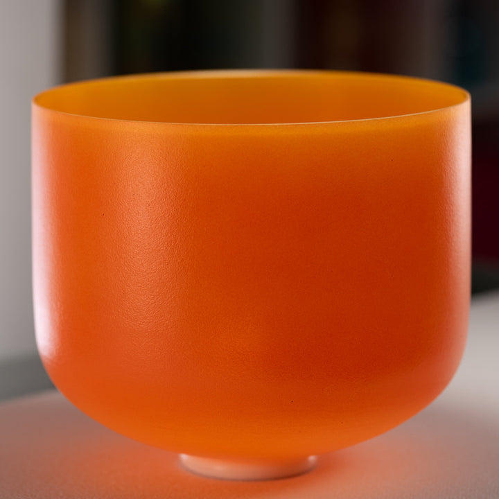 13" F#-22 Setting Sun Frosted Crystal Singing Bowl, Gold inside