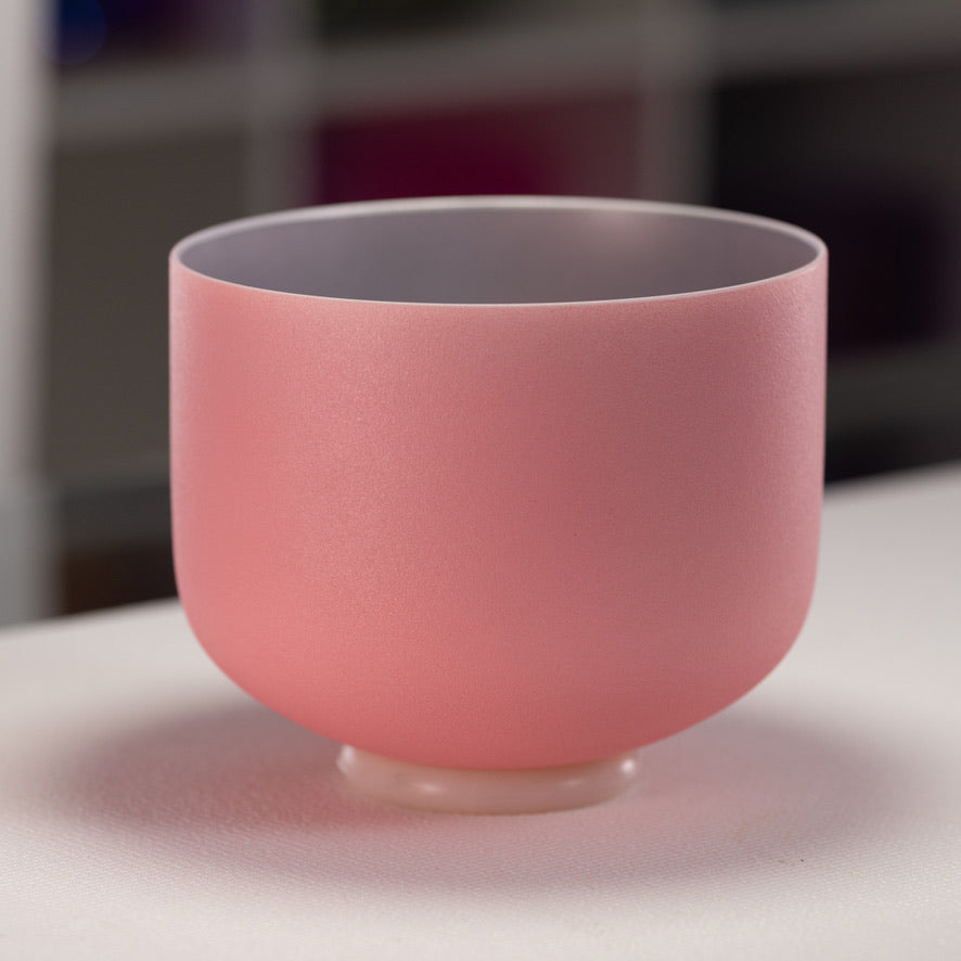 9.25" C#+6 Rosebud Frosted Crystal Singing Bowl with Silver inside