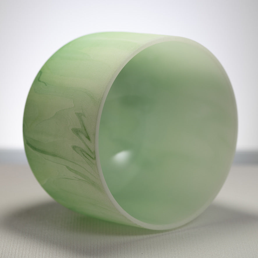 11" G-22 Green Swirl Frosted Crystal Singing Bowl