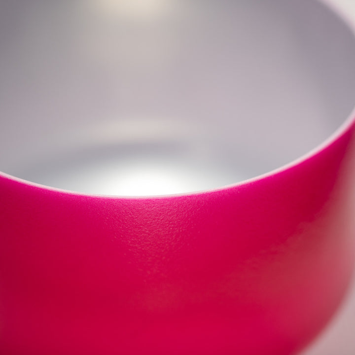 10" D+4 Dreamy Peony Frosted Crystal Singing Bowl, Silver inside