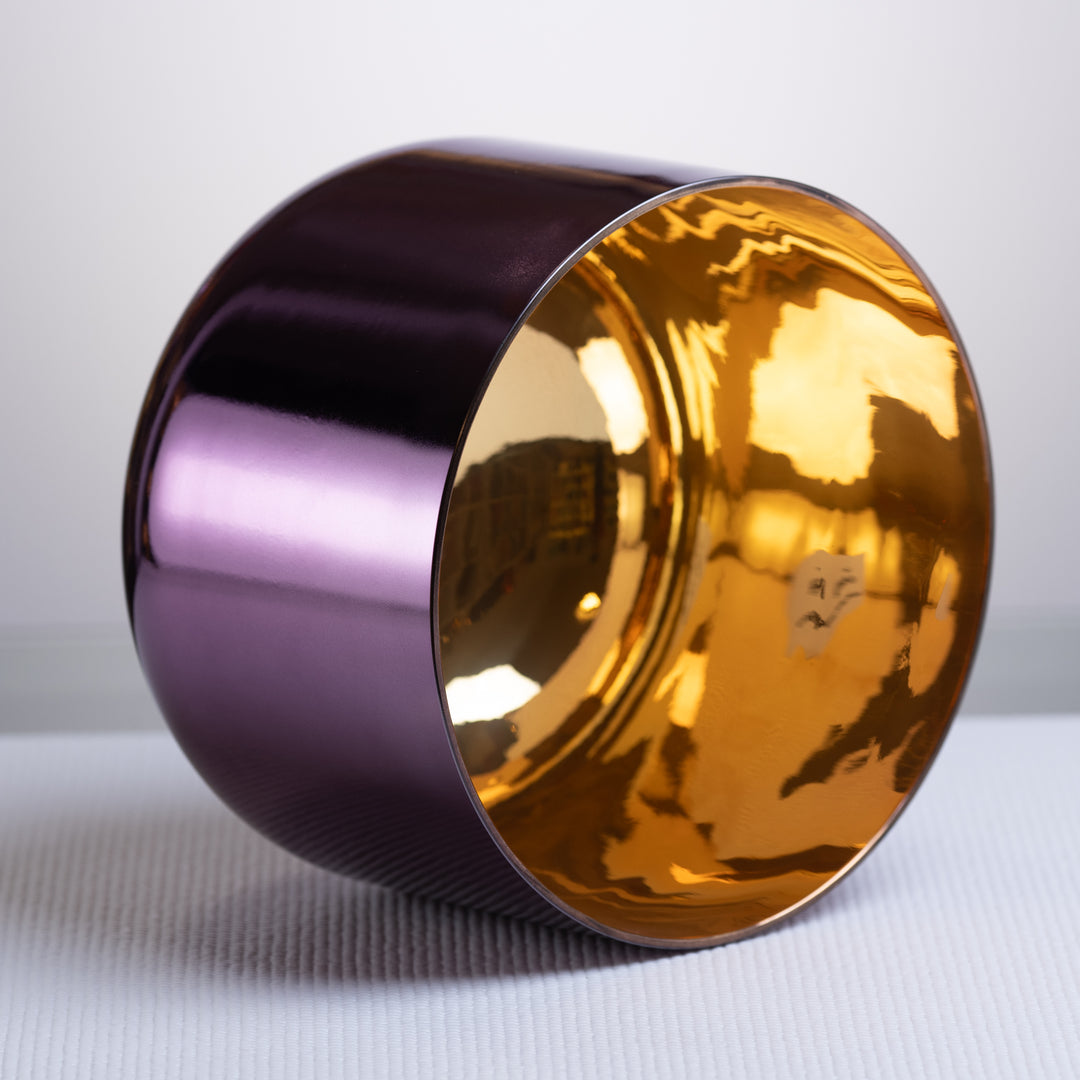 10" G#+28 Divine Violet Flame Crystal Singing Bowl, 24k Gold inside