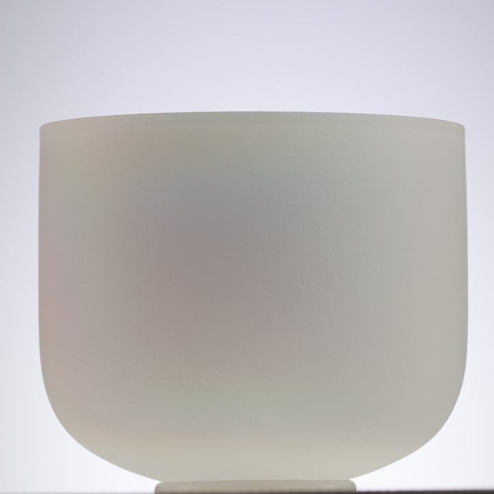 9" G+0 White Frosted Singing Bowl with Angel Aura inside