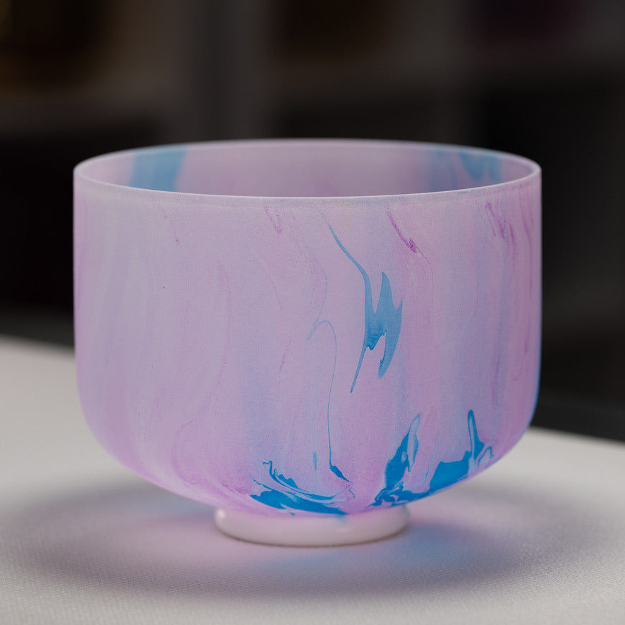 10" C#-24 Light Purple Swirl Frosted Crystal Singing Bowl