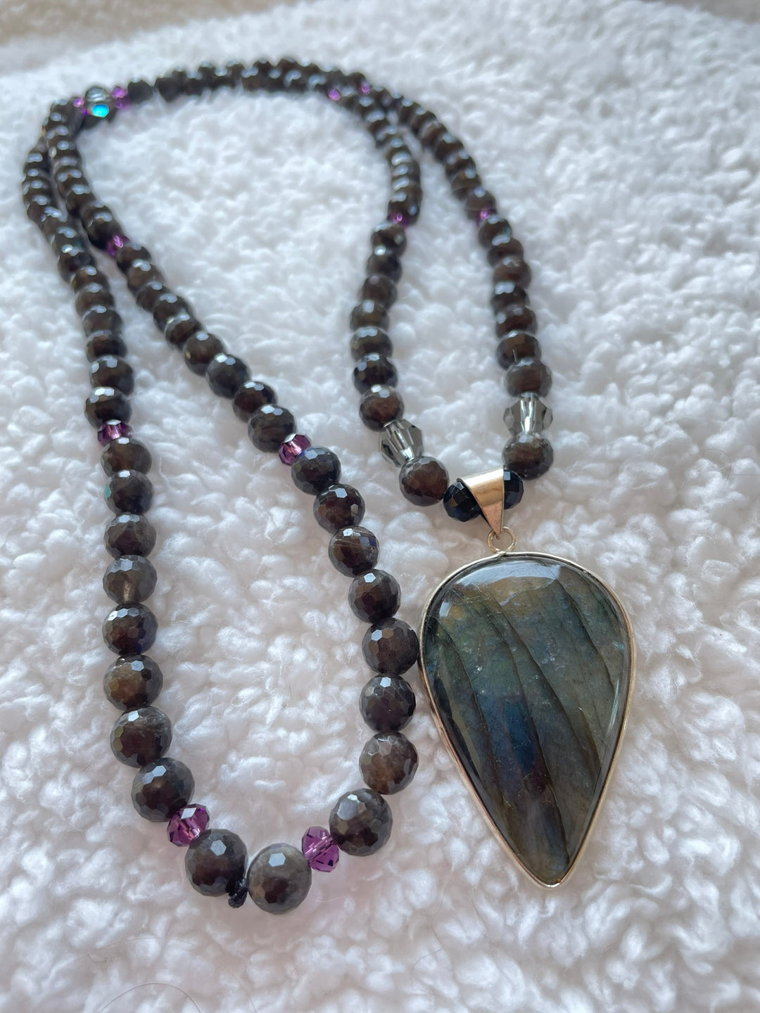 Faceted Black Labradorite Mala