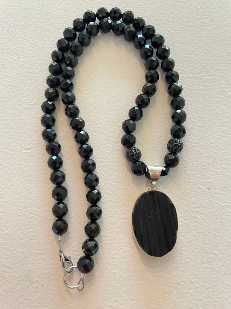 Pure Black Tourmaline Necklace