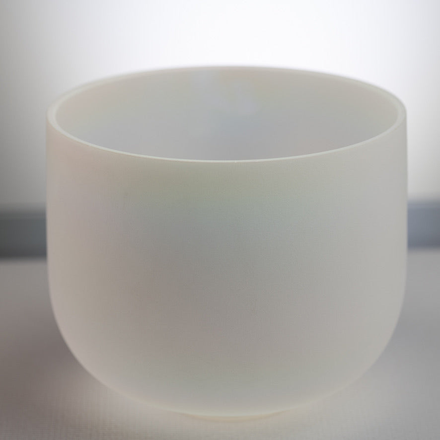10.75" E-2 White Frosted Singing Bowl with Angel Aura inside