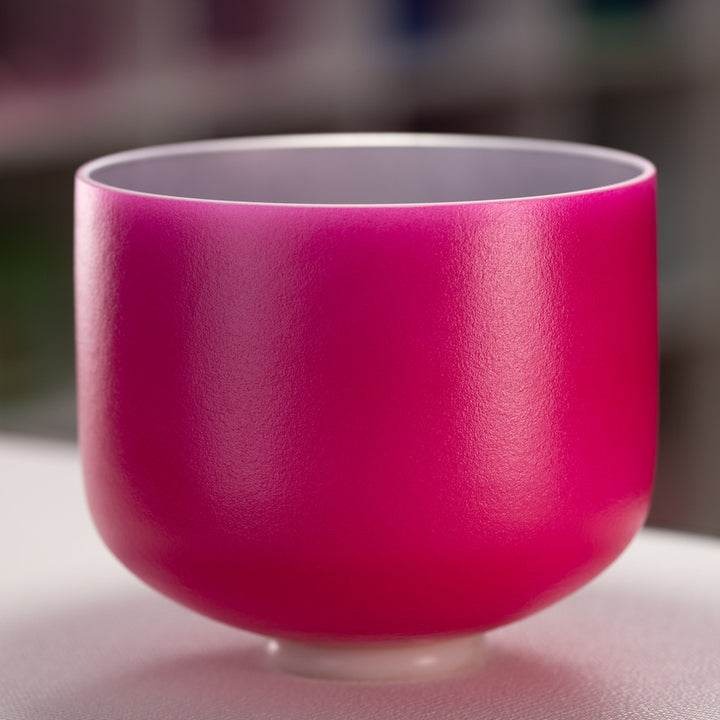 11" F+5 Dreamy Peony Frosted Crystal Singing Bowl, Silver inside