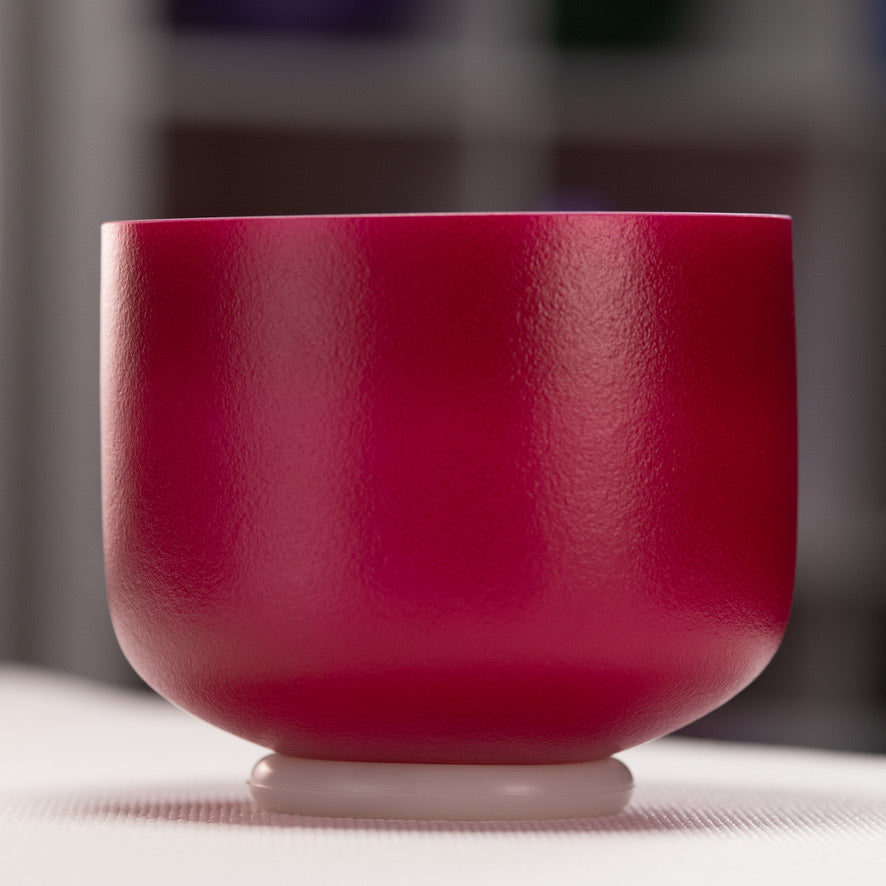 7.75" C+1 Dreamy Peony Frosted Crystal Singing Bowl, Silver inside