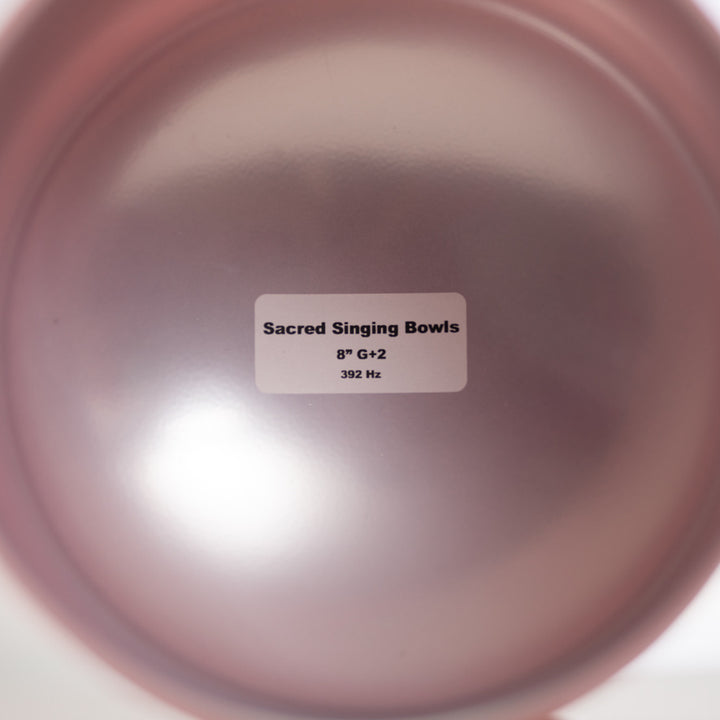 8" G+2 Rosebud Frosted Crystal Singing Bowl with Silver inside