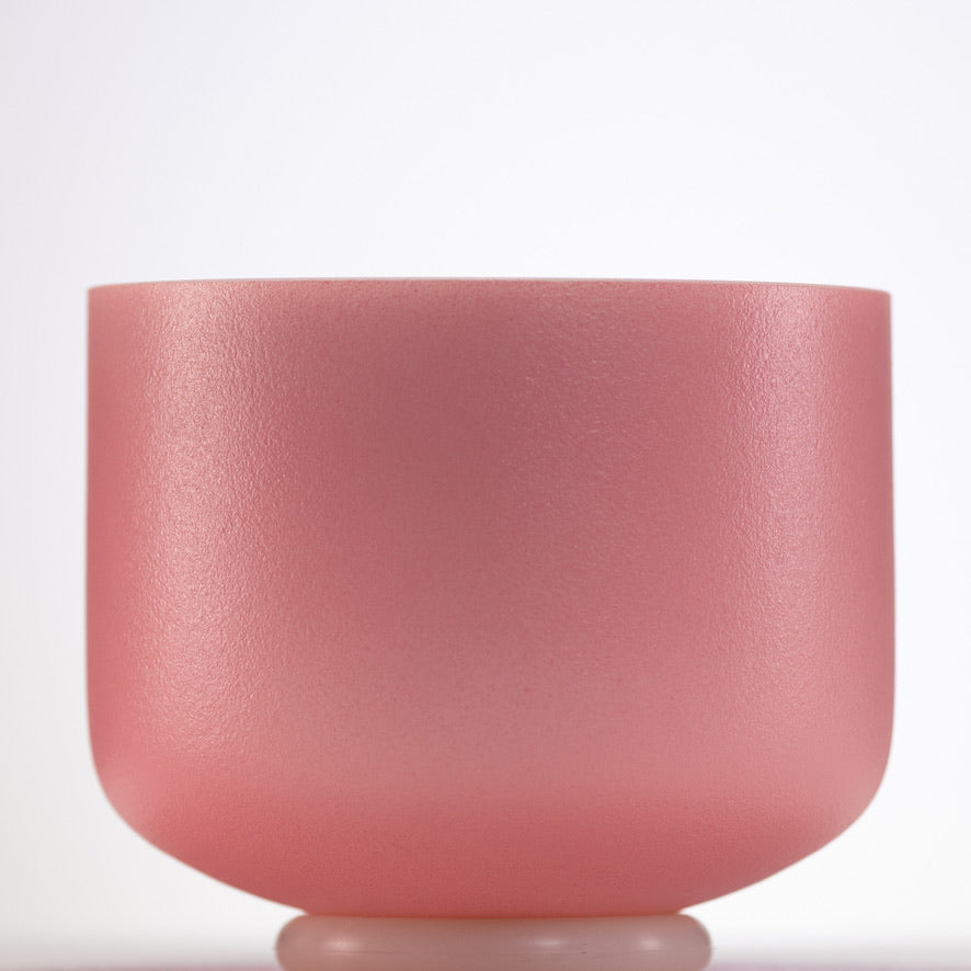 8" G+2 Rosebud Frosted Crystal Singing Bowl with Silver inside