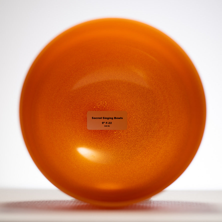 9" F-22 Setting Sun Frosted Crystal Singing Bowl