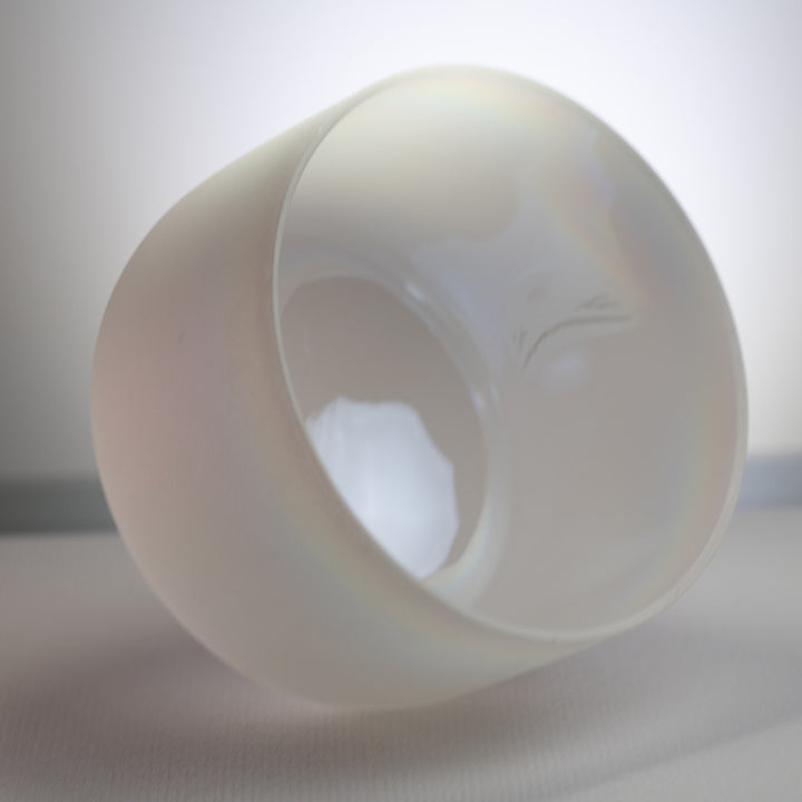 11.75" D+7 White Frosted Singing Bowl with Angel Aura inside